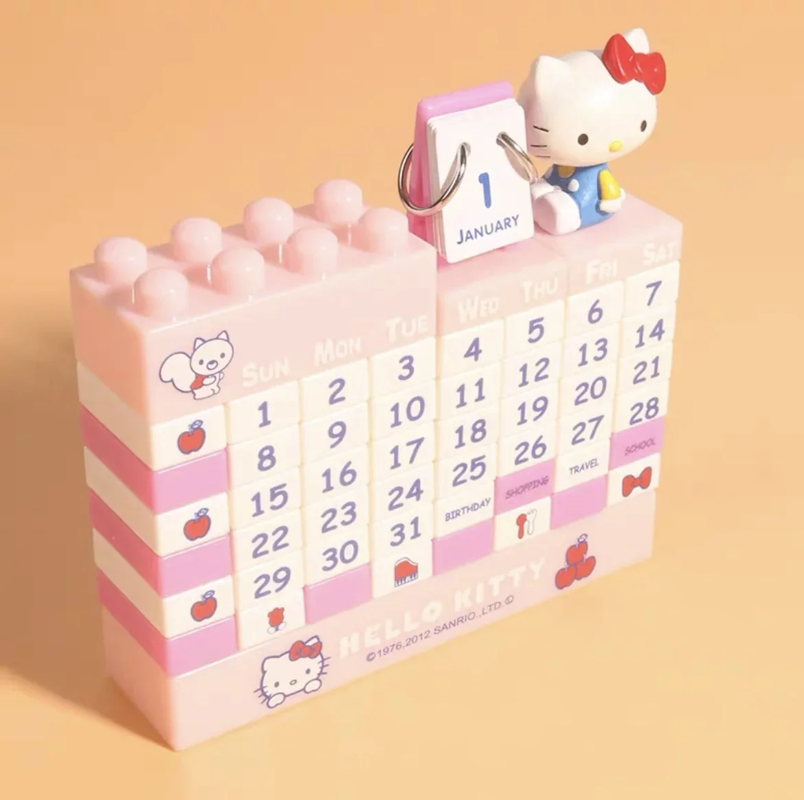 Sanrio Anime Hello Kitty Creative Assembly Block Building Calendar Cute Cartoon Doll DIY Table Calendar Kids Puzzle Toy Gift