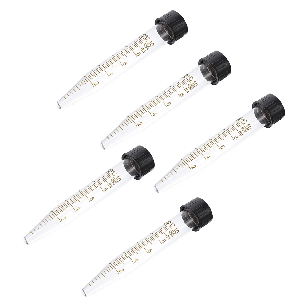 5 Pcs Conical Tubes Screw Graduated Test Glass Centrifuge Miniature 10ml Micro Lab