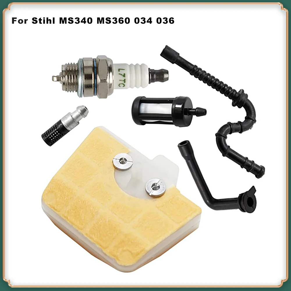 

Tune-Up Kit for Stihl MS340 MS360 034 036 Gas Chainsaw - Includes Air Filter, Spark Plug & Fuel Line