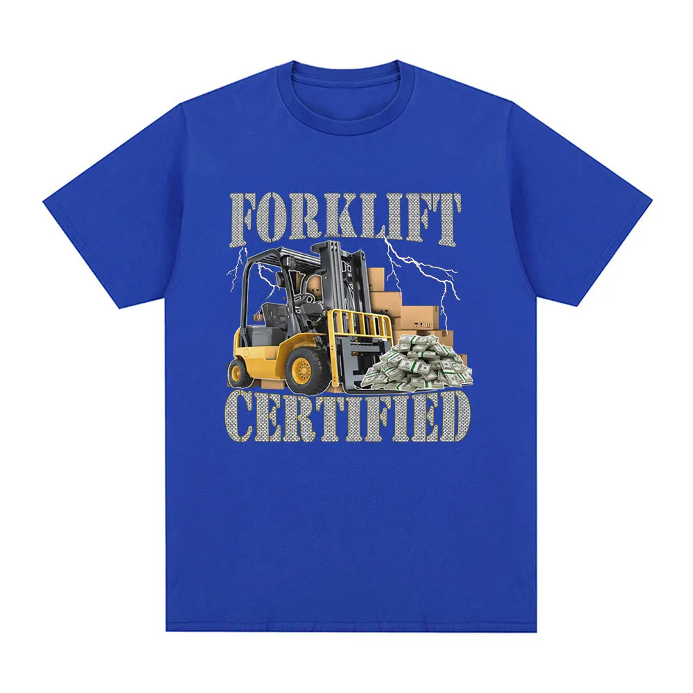 Funny Forklift Certified Operator Print T-Shirt Men Vintage Fashion Short Sleeve T-shirts Cotton Casual Cozy Oversized T Shirts