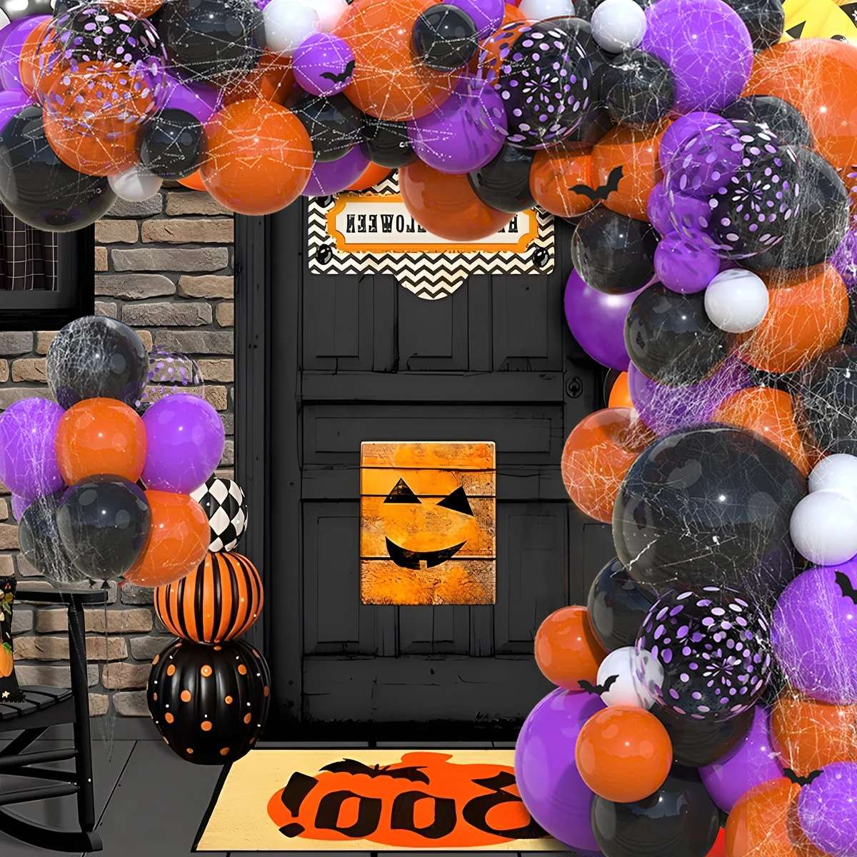 Halloween Balloon Garland Arch Kit Halloween Party Decoration for Home Spider Bat Balloon Arch Kit Trick or Treat Party Supplies