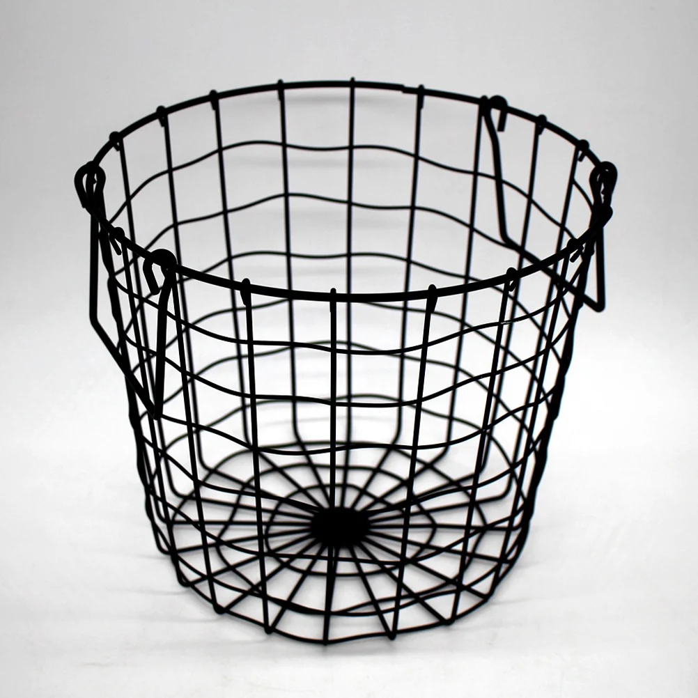 Storage Basket Nordic Style Iron Mesh Woven Desktop Blankets Metal Black Laundry Baskets