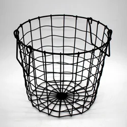 Storage Basket Nordic Style Iron Mesh Woven Desktop Blankets Metal Black Laundry Baskets