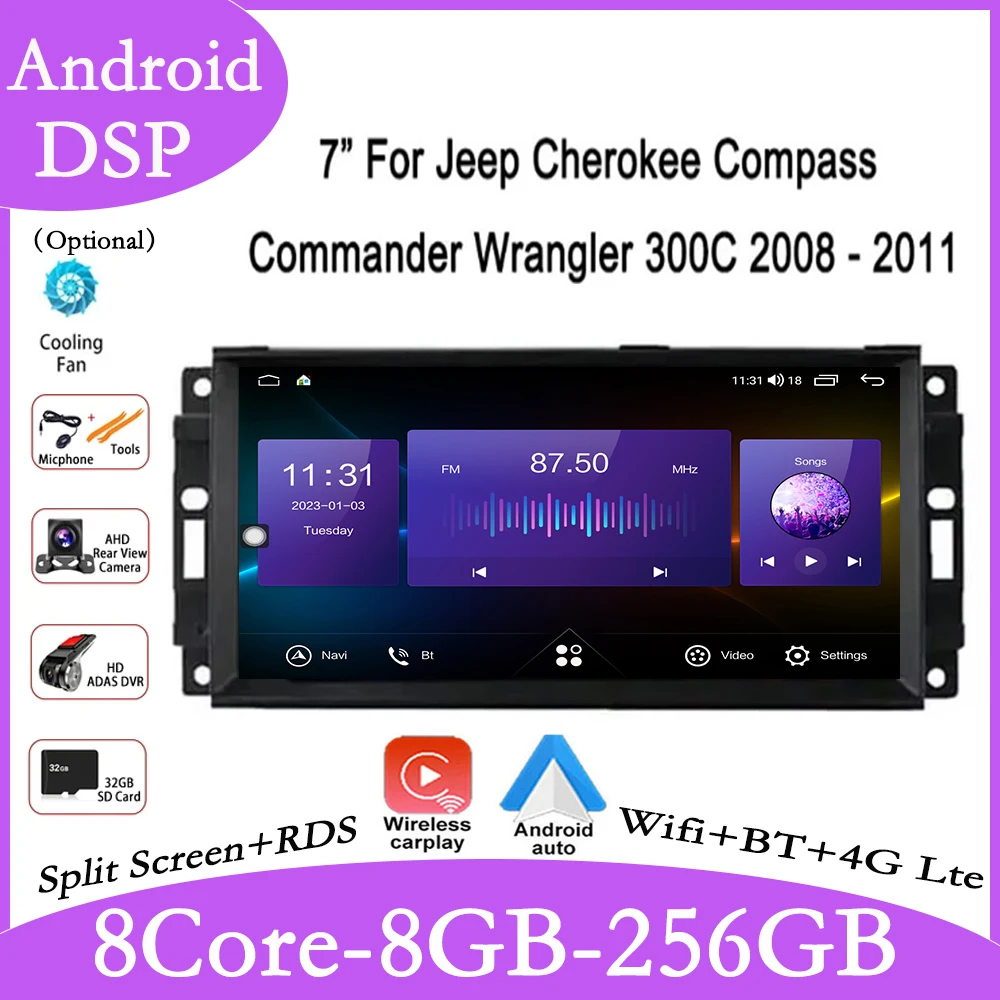 

Автомагнитола 7 дюймов для Jeep CherokeeCompassCommander Wrangler 300C Dodge Caliber Liberty 2008 -2011