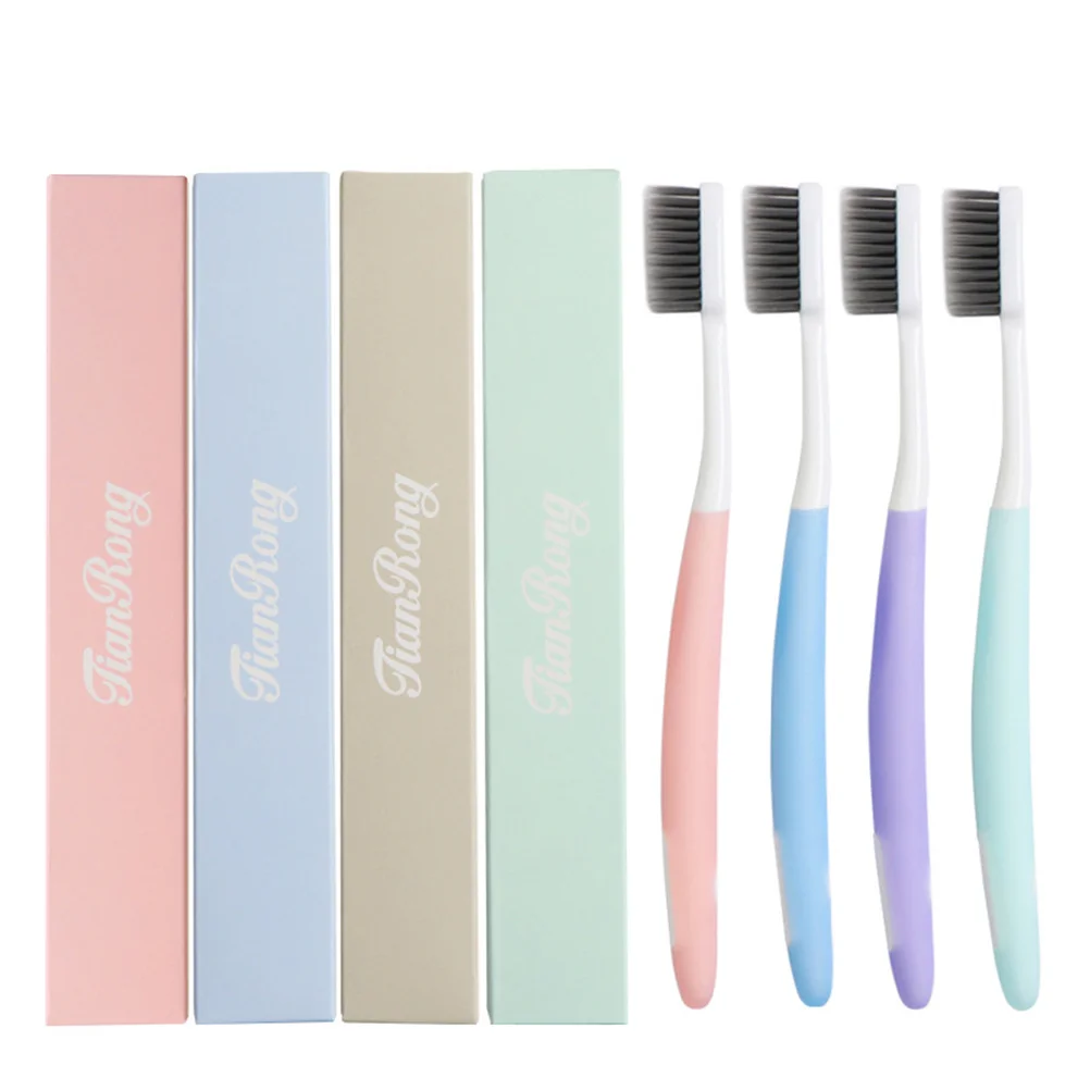 

8pcs Bamboo Charcoal Nano Toothbrush Eco-Friendly Pp Bristle Antibacterial Handle Ergonomic Design Strong Cleansing