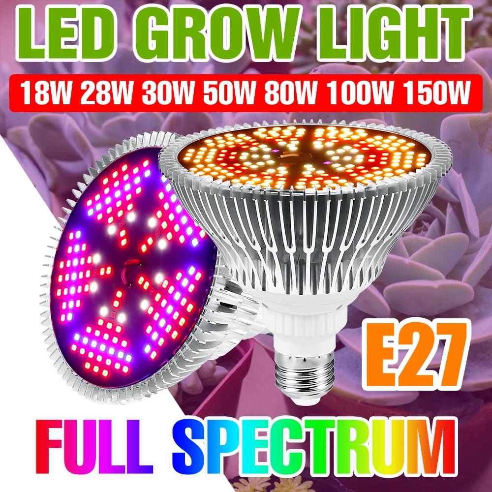 150 واط E27/E14 LED تنمو ضوء الطيف الكامل مصباح النبات UV/الأشعة تحت الحمراء داخلي الزراعة المائية زهرة العصارة زراعة الخضروات الإضاءة