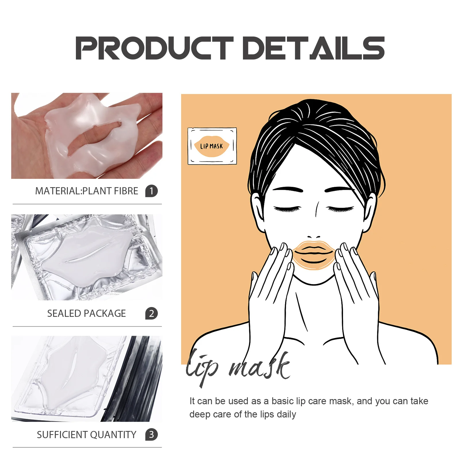 

25pcs Care Gel Mask Moisturizing Pads For Dry Lips Exfoliating Sleeping Lip Gel Pads Portable Lip Care