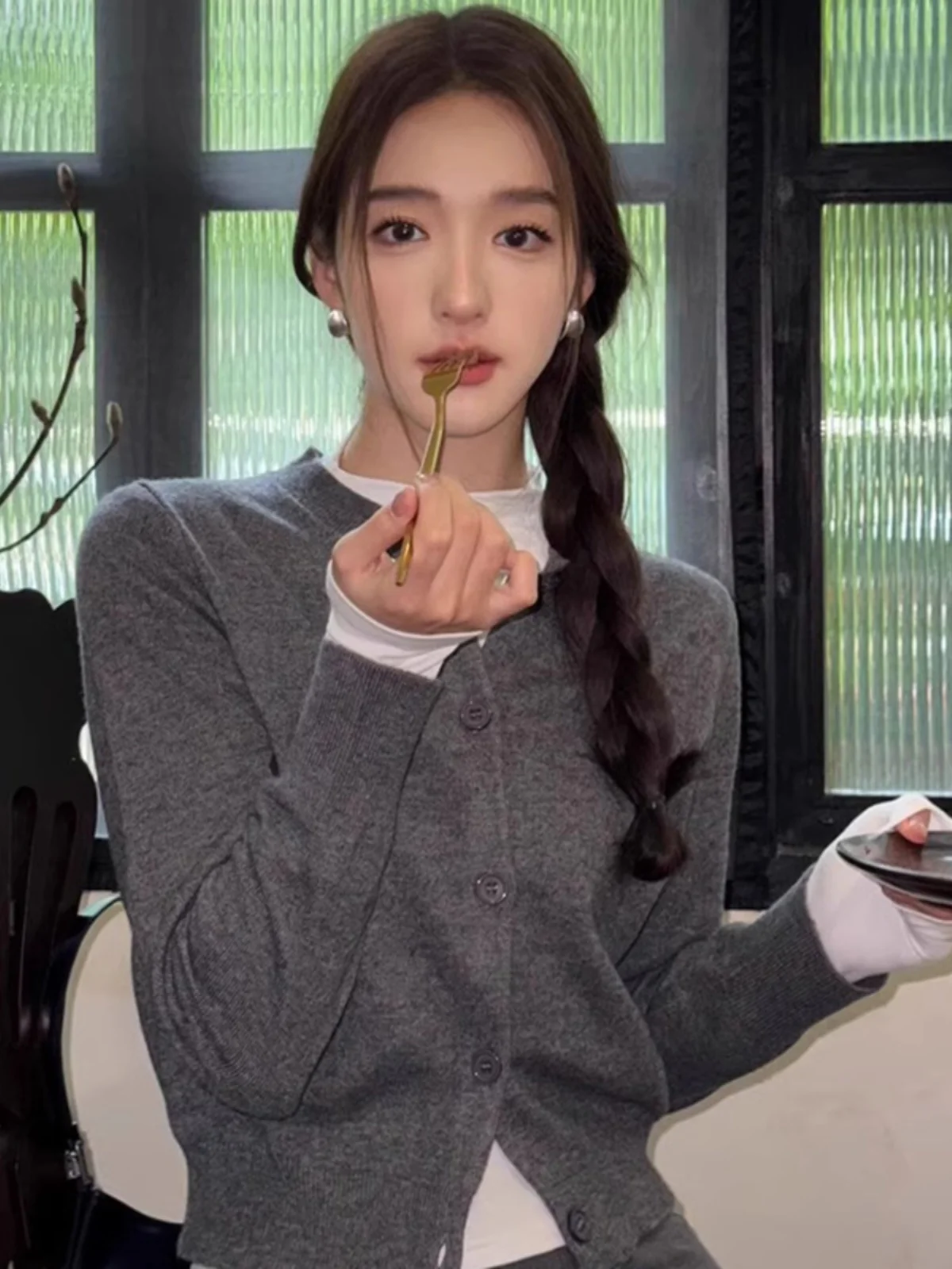 

Вязаный открытый кардиган для женщин, укороченный, с коротким рукавом, базовый слой, осенне-зимний, приталенный, женский свитер, верхняя одежда