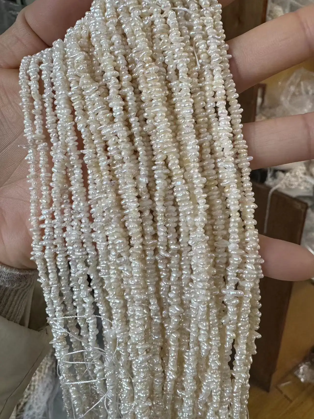 2-3mm White Small Size Keshi Freshwater Pearl Strand