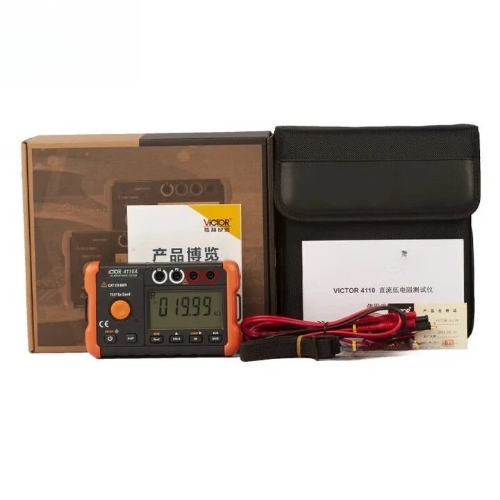 Utility VC4110A DC Low Resistance Tester 0.3A 4‑Wire Kelvin High Precision Micro‑Ohmmeter Milliohm Meter