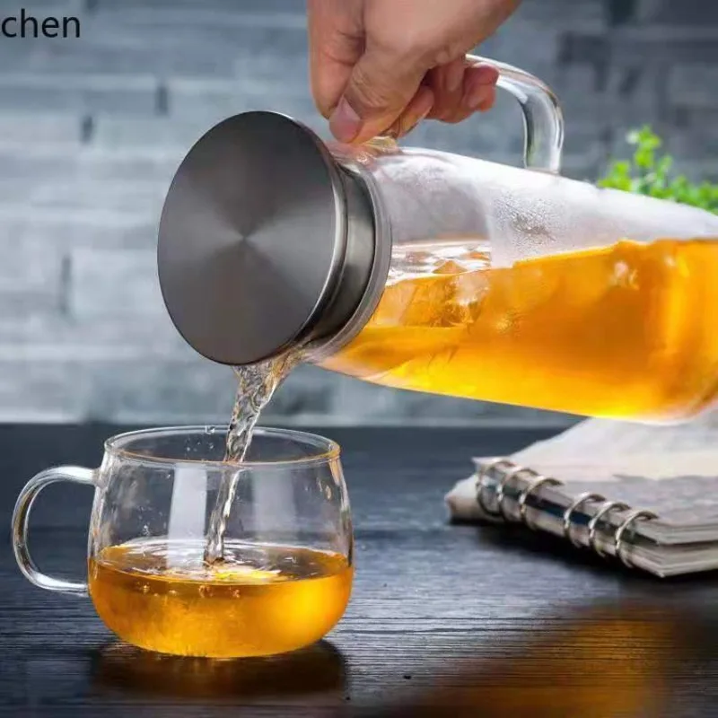 YFY transparent glass cold water pitcher - large capacity lemon pitcher - perfect for cooling water, juice