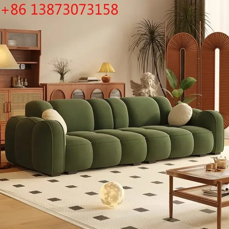 French Durable Internet-Famous Color-Blocked Cream Sofa Living Room Light Luxury INS Style Lazy Sofa