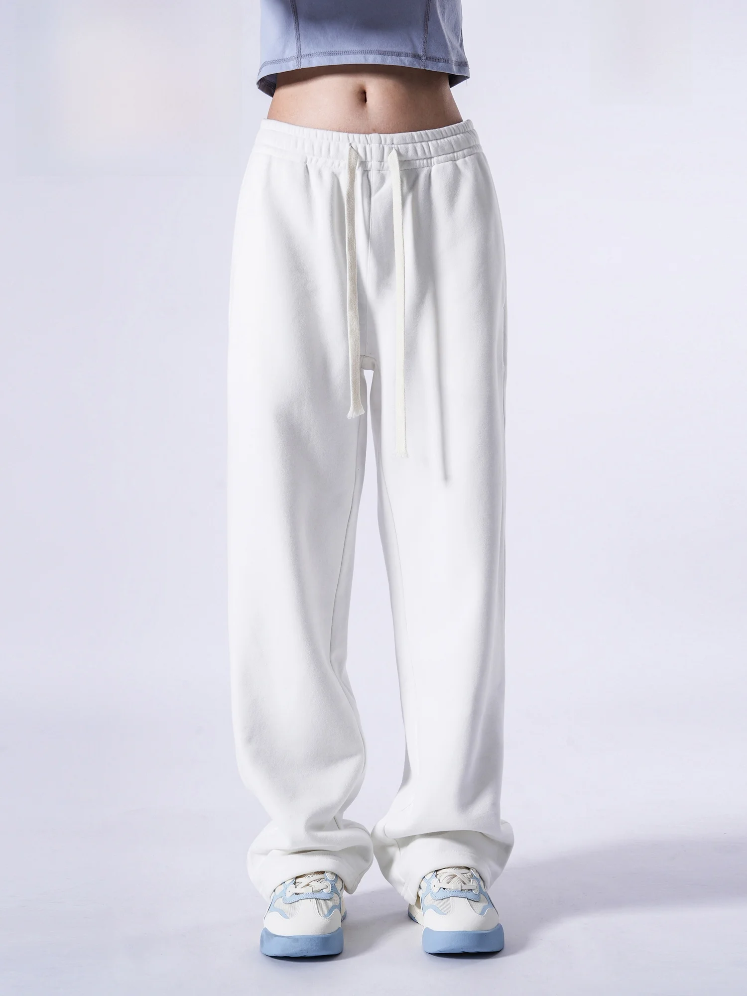 

Мужские зимние брюки из плотного хлопка 500 г, белые, свободного кроя, на флисовой подкладке, прямые, спортивные, повседневные, трикотажные джинсы