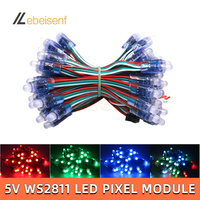 1 String of 50pcs WS2811 2811 IC RGB Full Color 12mm Digital Addressable LED Pixels Module 5V Dream Color IP68 Waterproof Lights