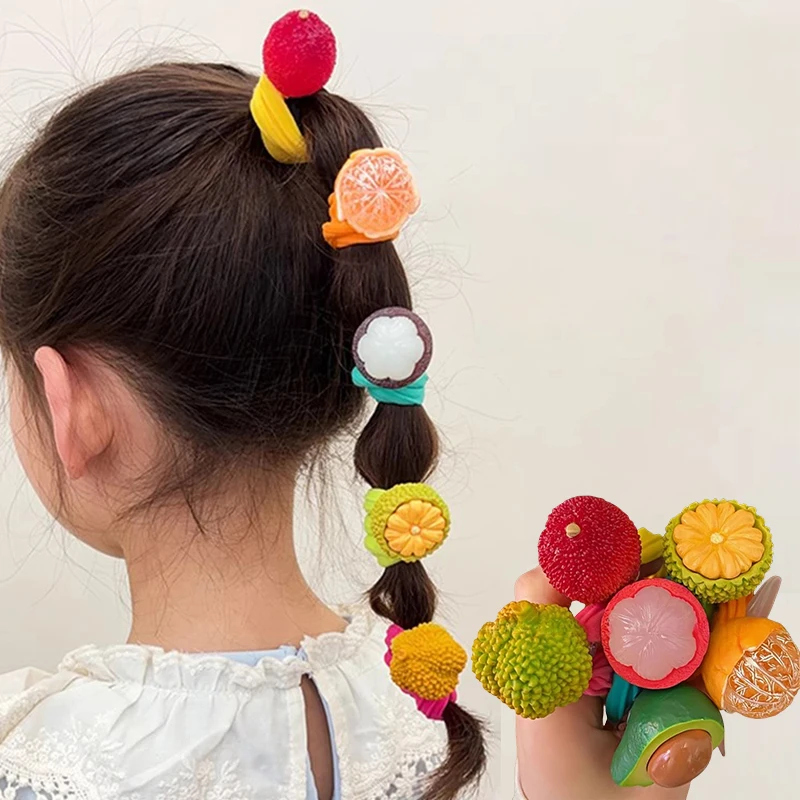 Obst Elastizität Pferdeschwanz Haargummi Gummi Scrunchies Stirnband Niedliche Kinder Lustige Gummiband Stoff Haarschmuck Frauen Mädchen