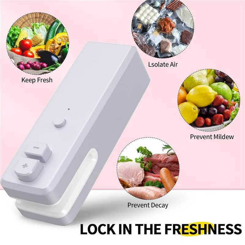 FZFZ 백 실러, 3 in 1 미니 백 실러 열 실링기 (커터 & 자석 포함), 충전식 미니 칩 백 진공 실러 기계 그레이 Du