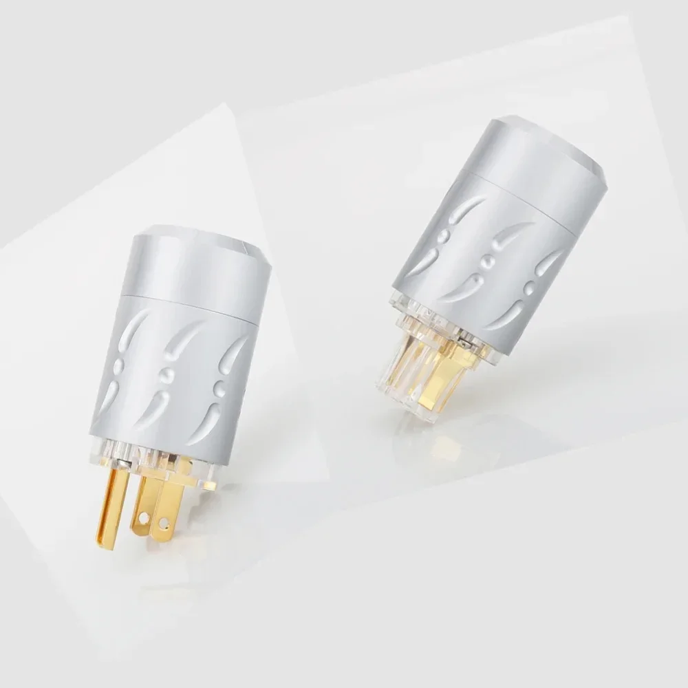 Viborg X 1pair Aluminium Alloy 20mm Transparent pure copper 24K gold plated US Power Plug and IEC Connector HiFi Audio