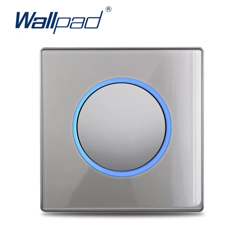 

Wallpad 1 2 3 4 Gang Wall Light Switch Crossover Pass Through Grey Glass Curtain Impulse Dimmer 45A Switch LED Indicator