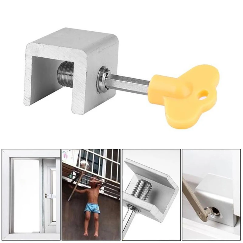 Window Security Key Lock Sliding Doors Windows Restrictor Child Safety Anti-theft Door Stopper Household Improvement Hardware