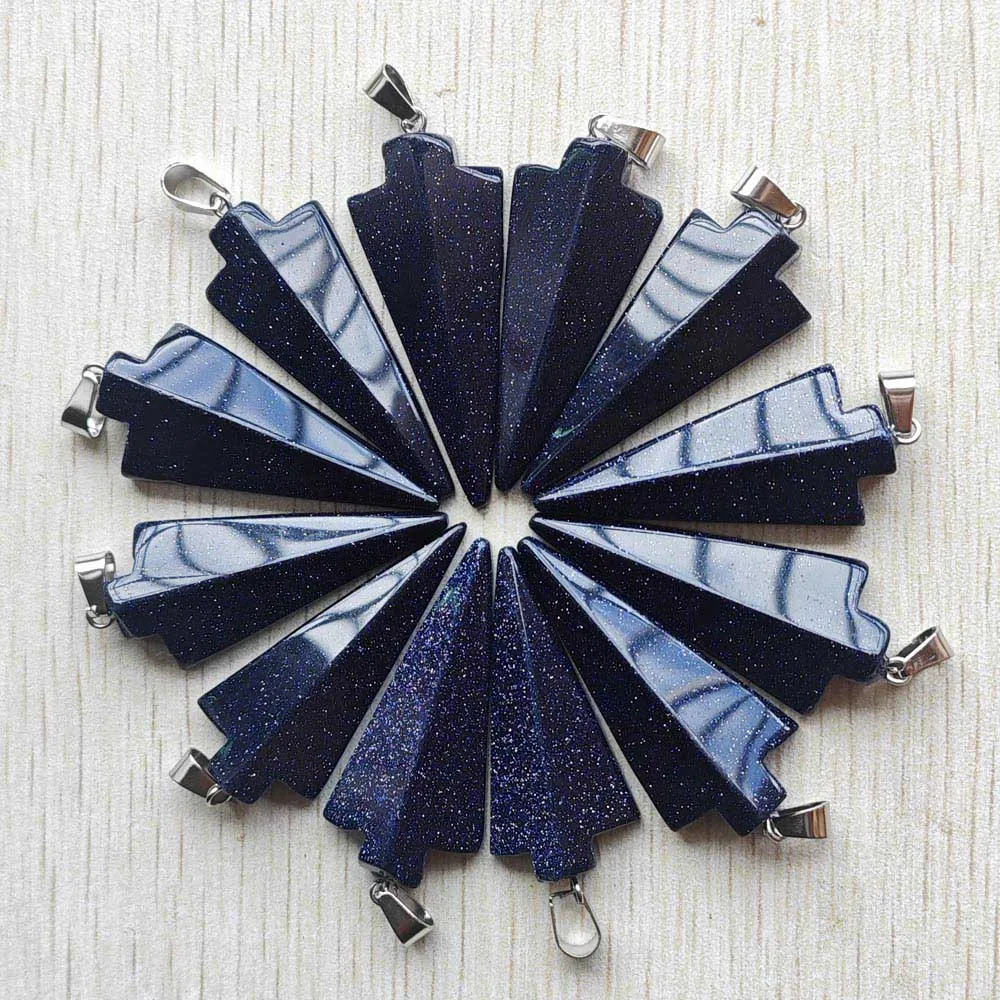 Fashion good quality blue sand stone arrow shape pendants for jewelry accessories making free shipping Wholesale 12pcs/lot