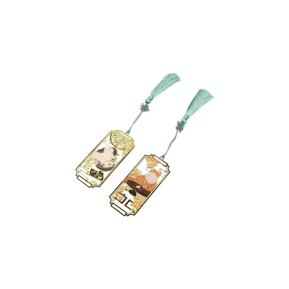 Cat Hollowed Cat Bookmark Tassels Chinese Style Metal Reading Bookmark Creative Fashion Chinese Style Bookmarks Book Lovers