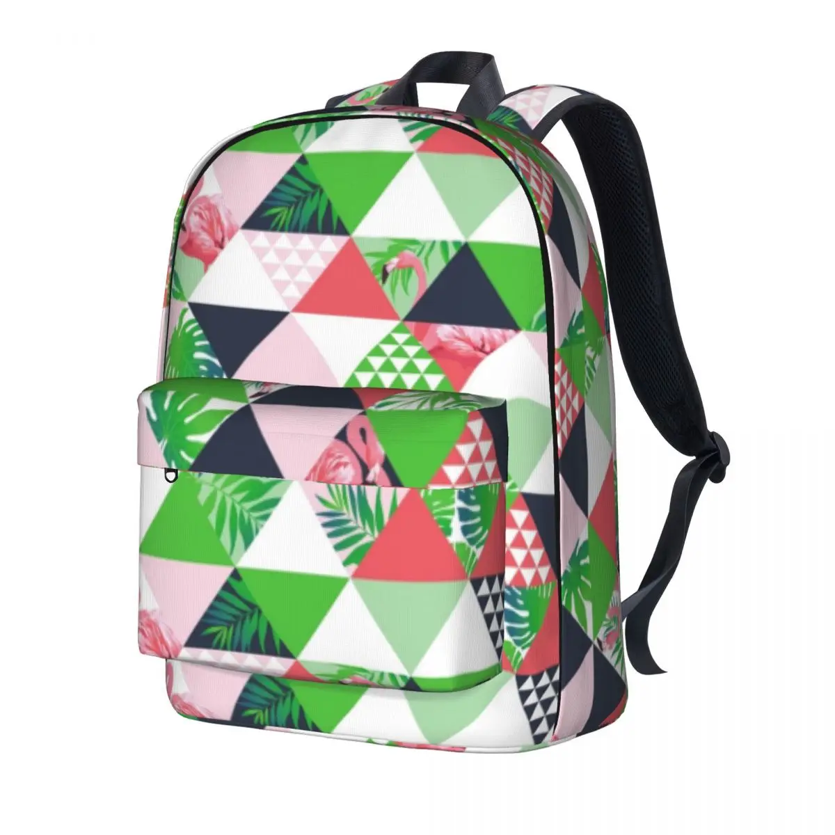 

Flamingo Leaves Pattern Backpack Colored Geometric Tropical Travel Backpacks Women Men School Bags High Quality Print Rucksack