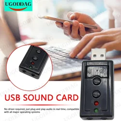Virtual 7.1 Channel Sound Card External USB 2.0 Audio Mic Speaker Adapter Microphone Stereo 3.5mm Jack Headset Sound Card