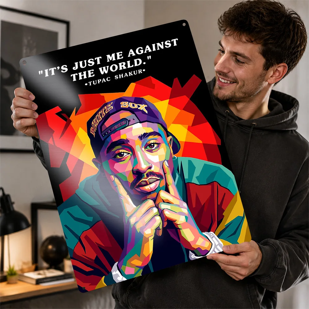 Tupac Shakur Pop Art Portrait Personalized 3D Textured Metal Poster Wall Art Vintage Tin Signs for Decoration Room Decor Luxury