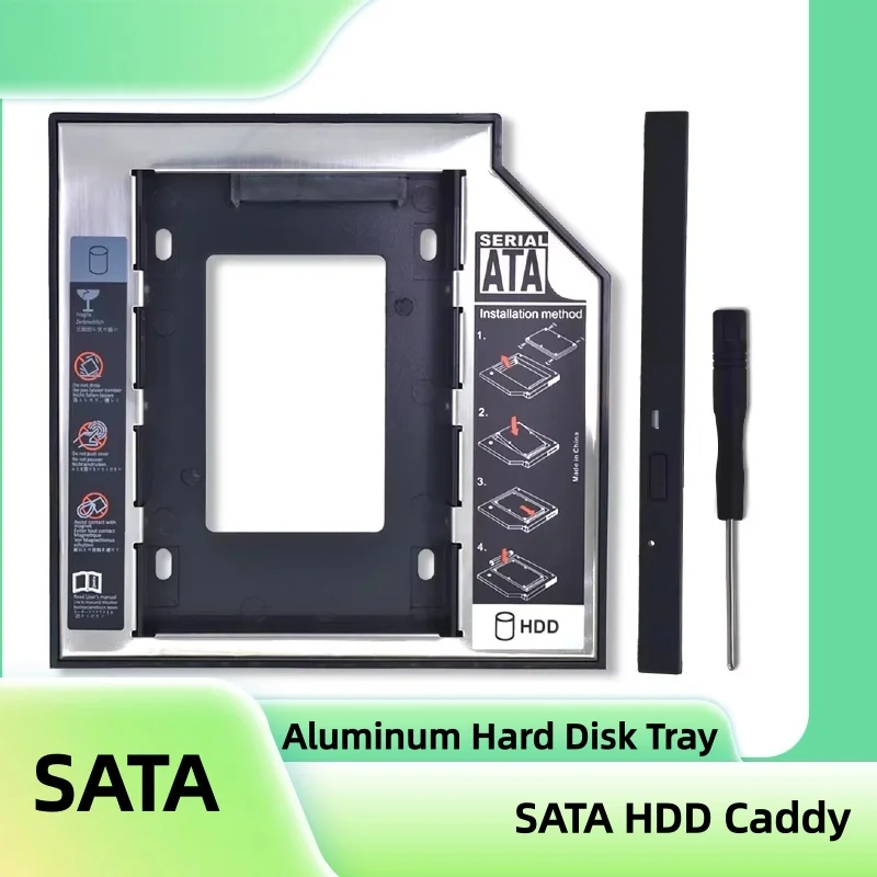 

Plastic Aluminum Universal 9.5/12.7mm SATA 3.0 2nd HDD Caddy 2.5" SSD CD DVD to HDD Case Enclosure CD-ROM ODD Optibay