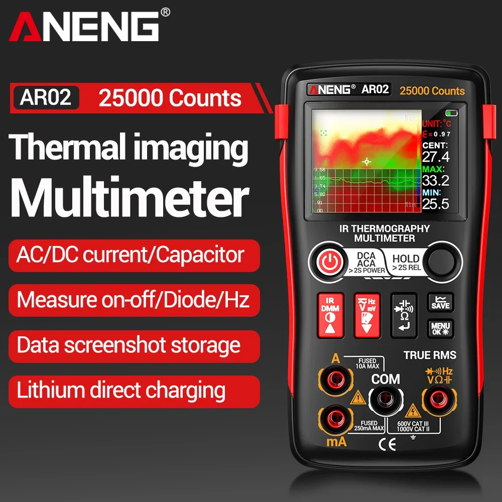 ANENG Thermal Imaging Multimeter 240×240 IR Resolution 96×96 IR Sensor-20°C~150°C Temperature Range,2.4