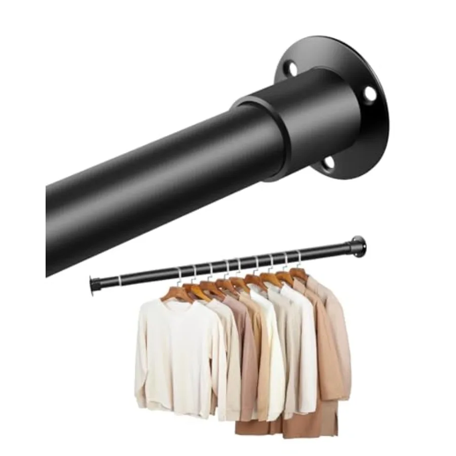 

Closet Rod Adjustable Black Closet Rod Heavy Duty Tension Rod for Closet Pole for Hanging Clothes 17-52 inch Metal Closet Bars