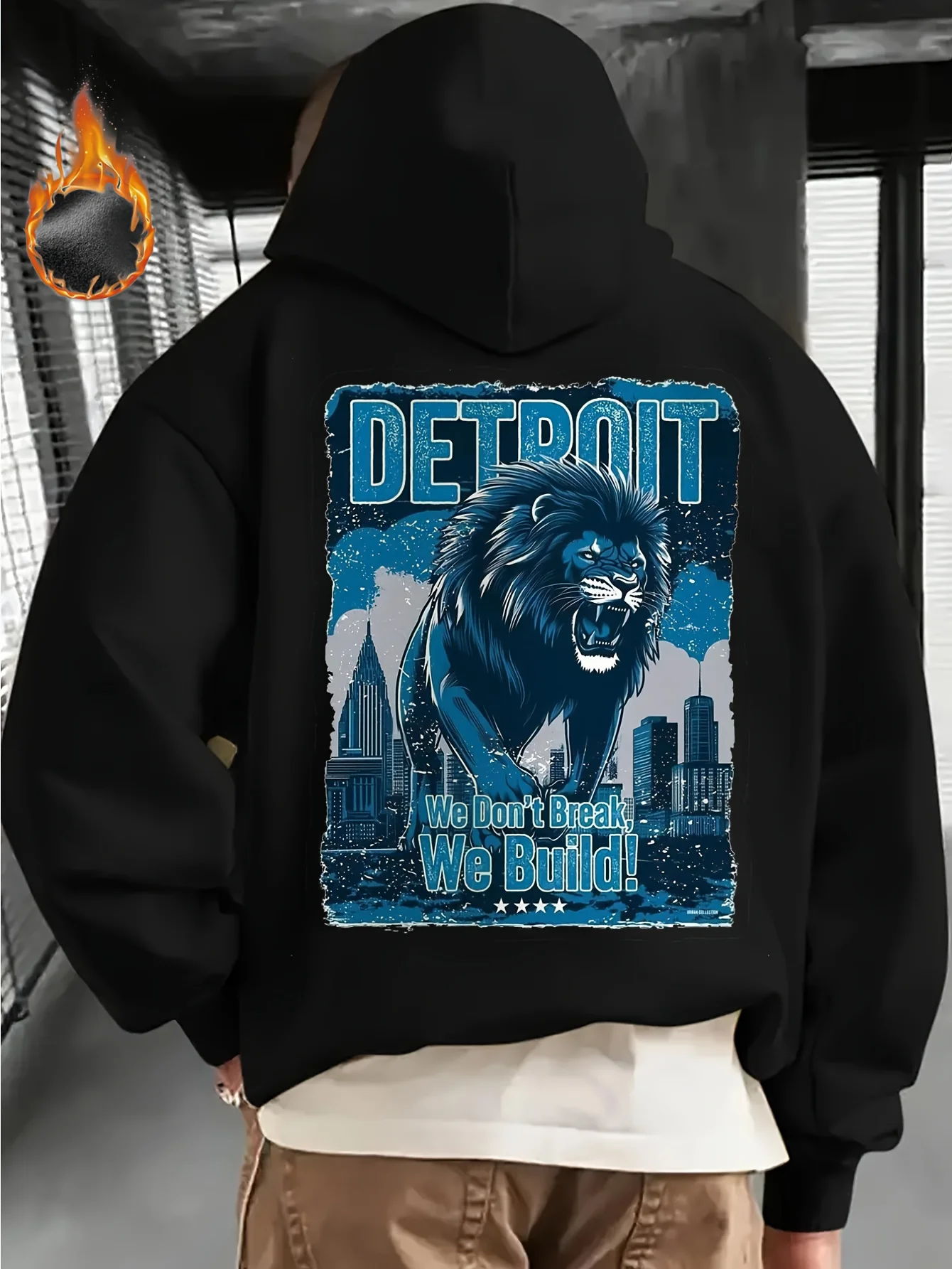 Lion City Prints Cool Men Hooded Sweatshirt Autumn Winter Daily Outdoor Sports Loose All Build Fitness Leisure Warm Street Style