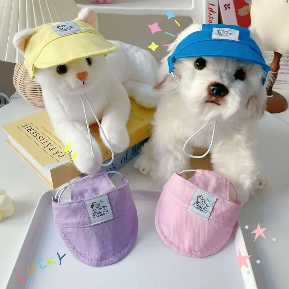 

Easy Wear With Ear Holes Dog Duck Tongue Hat Stylish Comfortable Doggy Visor Adjustable Pet Cat Sunscreen Hat Summer
