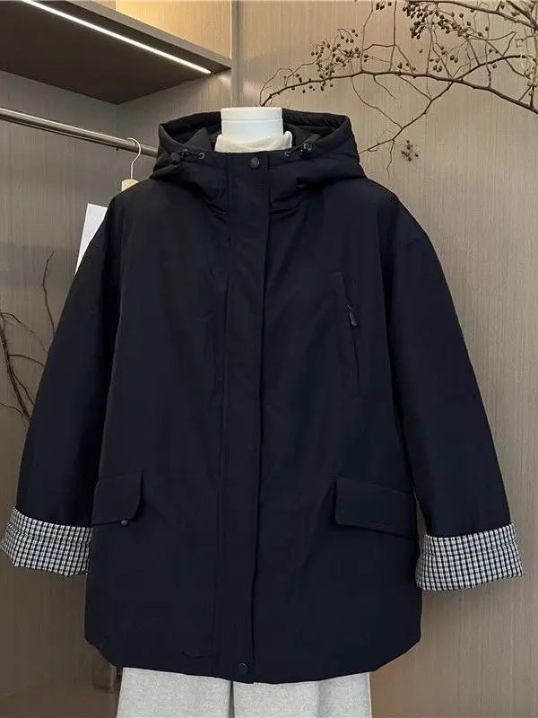 

Большие размеры 300, корейская рабочая одежда с капюшоном, хлопковая куртка, зимняя парка, дизайнерское пальто Sensation, молодежное тепло, ветрозащитное