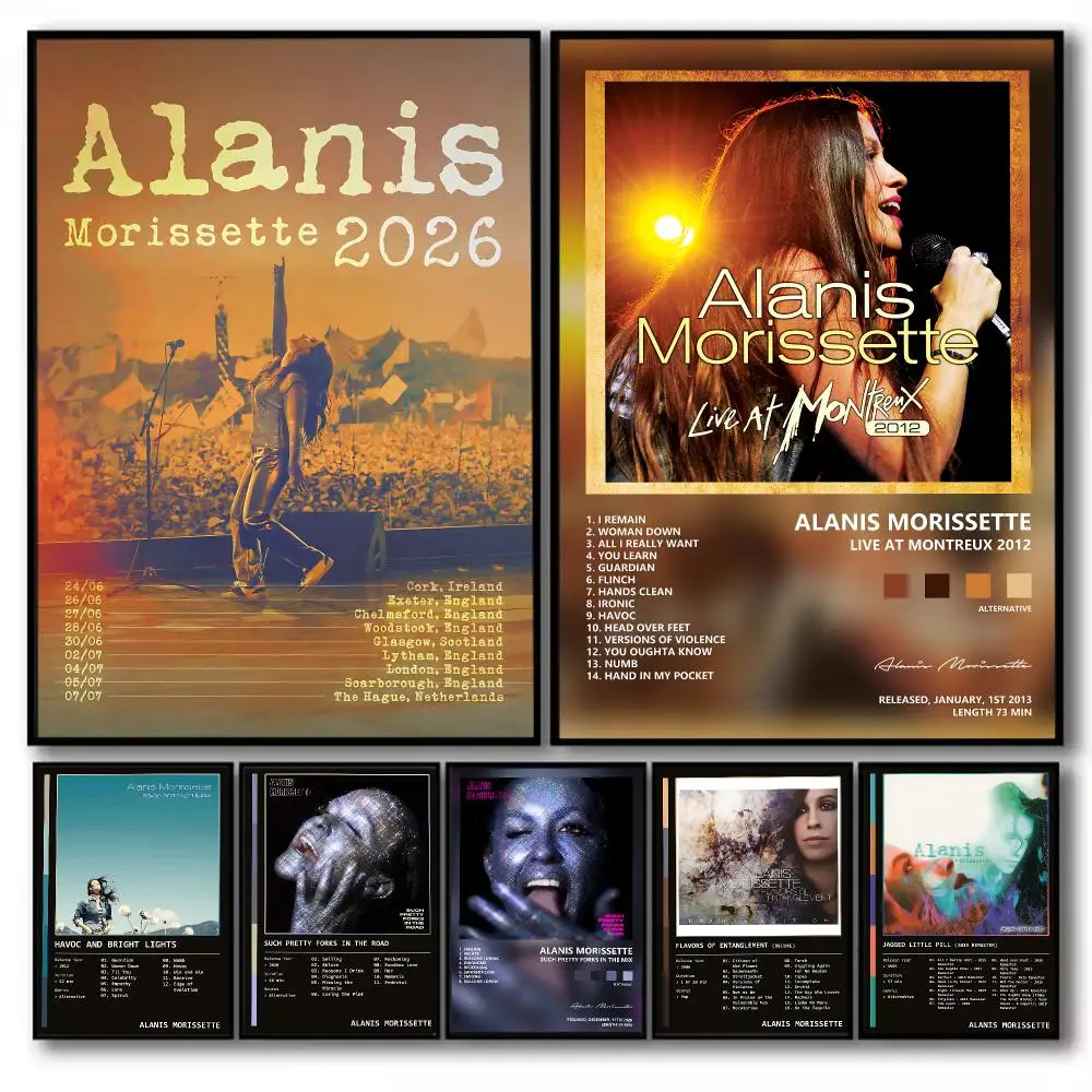 A-Alanis Morissette Poster Stickers Self-Adhesive Painting Mural Decor Wall Decals for Bedroom Living Room Home Fashion HD Gift