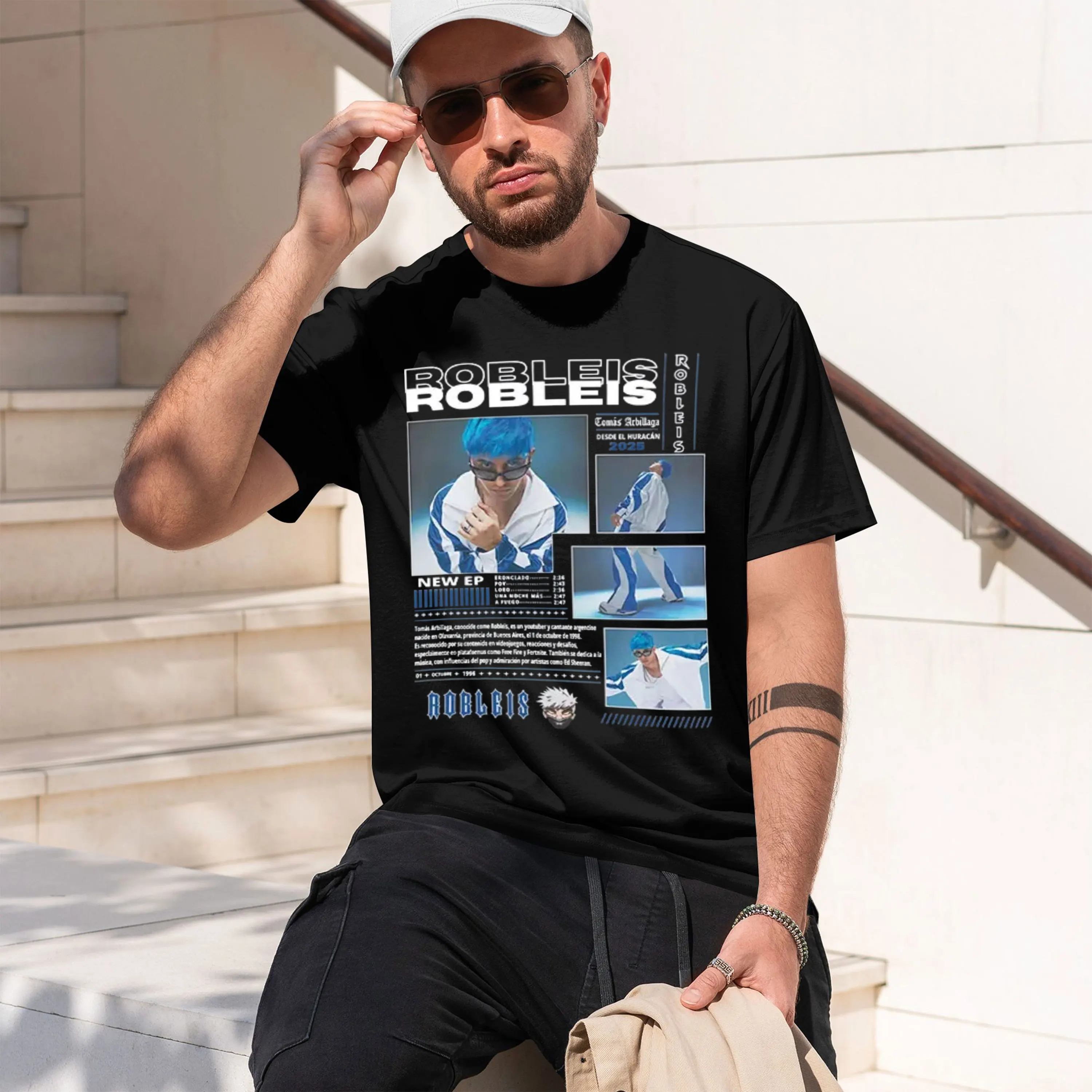 Robleis New EP Laun 2025 Trendy Blue-ed ist Promo Urban Style Showcase Womens clothing men's crew neck t-shirt 2026 New Model Me