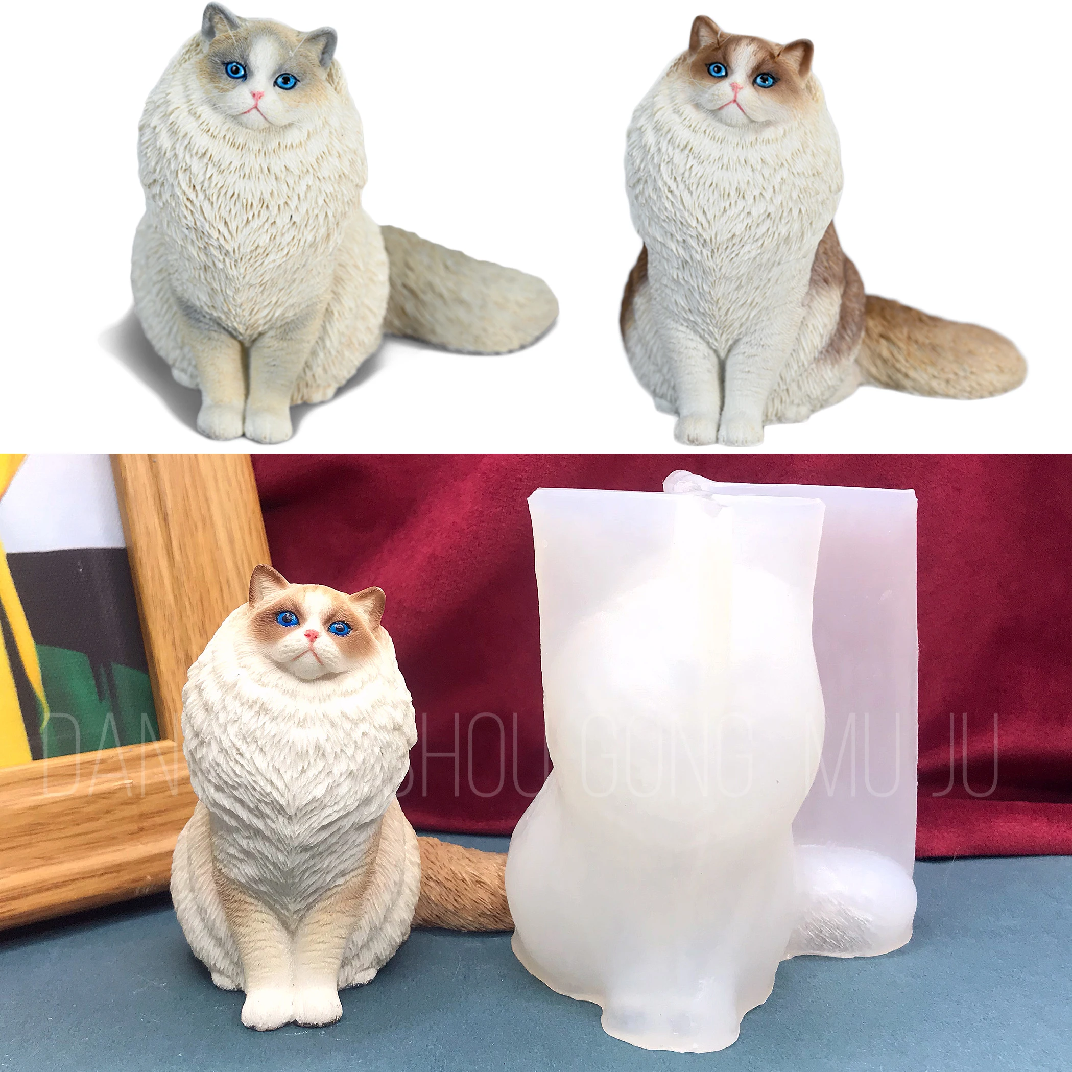 

Ragdoll Cat Resin Cats Silicone Resin Molds 2024 New Animal Mold for Candle Making, Plaster Cement Mold for DIY Home Ornaments
