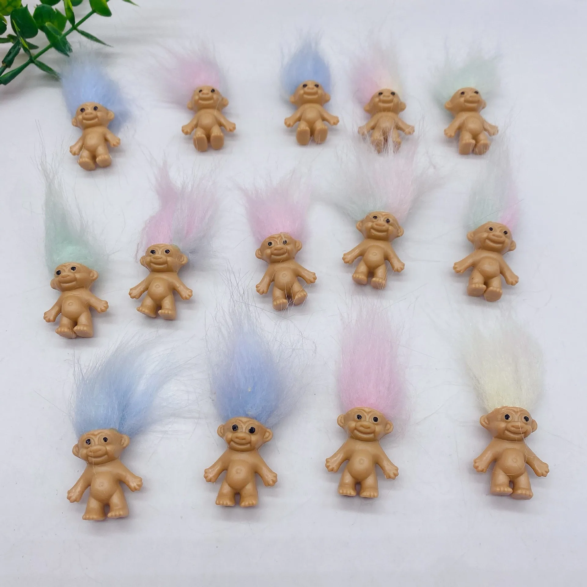 10/20PCS Mini Long Hair Vintage Troll Dolls, Lucky Cute Colorful Ornaments, Christmas Halloween Party Decorations view 4