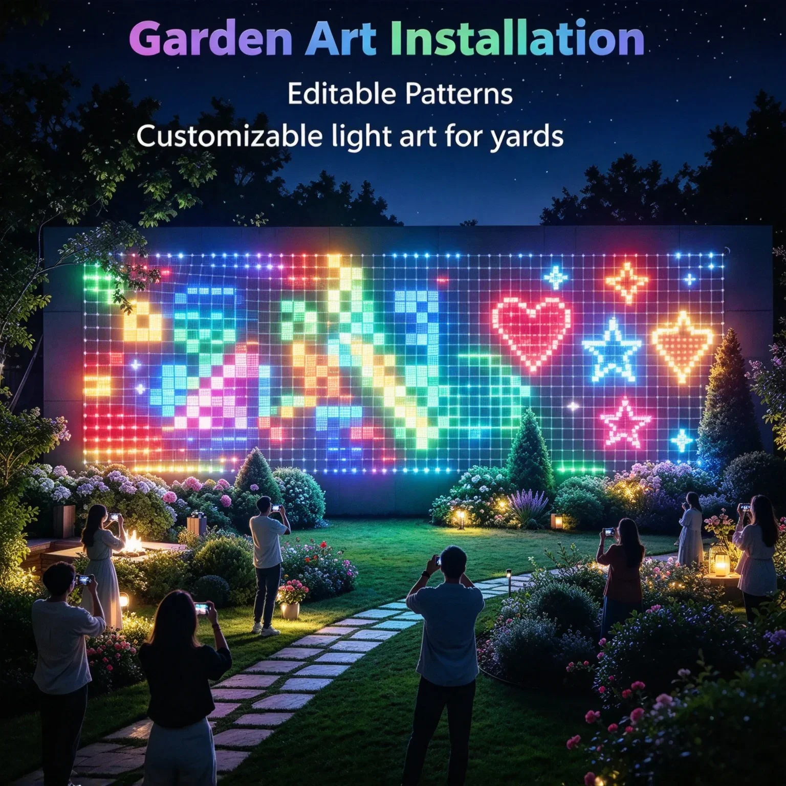 RGBIC LED Outdoor Net Lights Christmas Flexible Matrix Grid for Patio Pergolas Bush Wedding Party Holiday Decor Garden