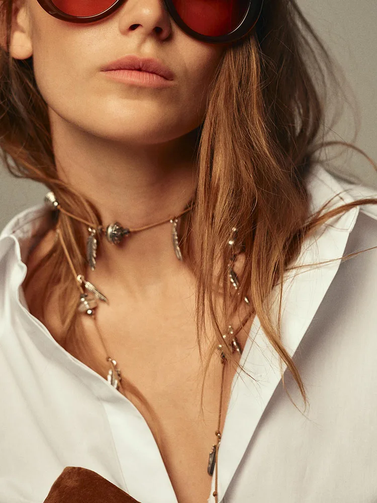 Autumn 2025 New Women's Long Sve  irt V-Ne with Stitching Belt Tie Detail in Silk Gauze Traditional Chinese C...