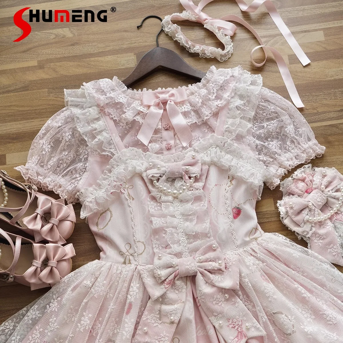 

Original Japanese Sweet Lolita Short Sleeve Shirts Girl's Sweet Lace Edge Elegant Shirt Women's Inner Blouses Top Blusas Mujer