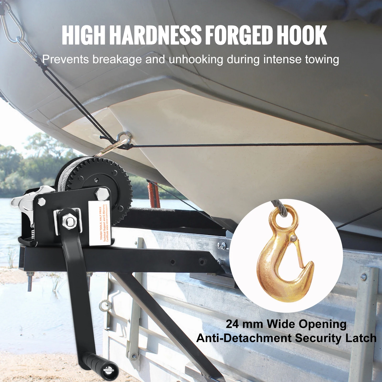 SucceBuy 핸드 윈치 헤비 듀티 로프 크랭크(33피트 강철 와이어 케이블 및 트레일러 보트 또는 ATV 견인용 양방향 래칫 포함)