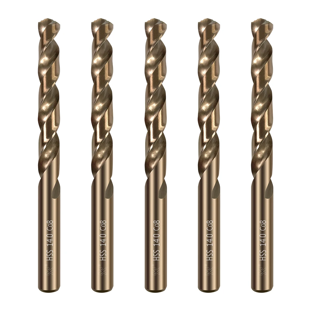 HUAZHICHUN 5PCS Size 14mm M42 8% Cobalt,Drill bit Set for Metal