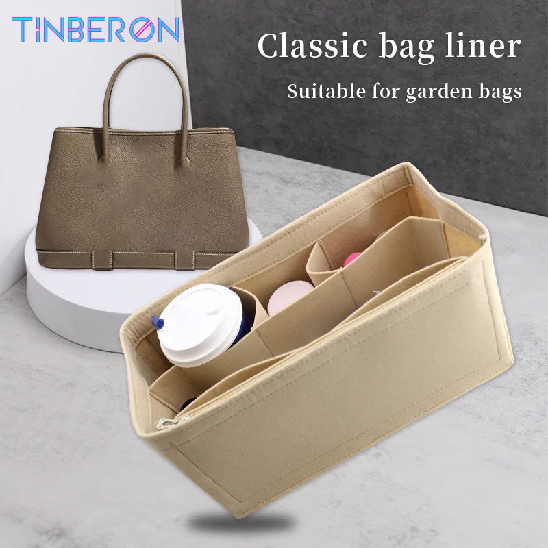 

TINBERON Bag Organizer Insert Garden Party 30 36 Inner Bag Felt Liner Make up Bag Large Capacity Cosmetic Bag Handbag Organizer