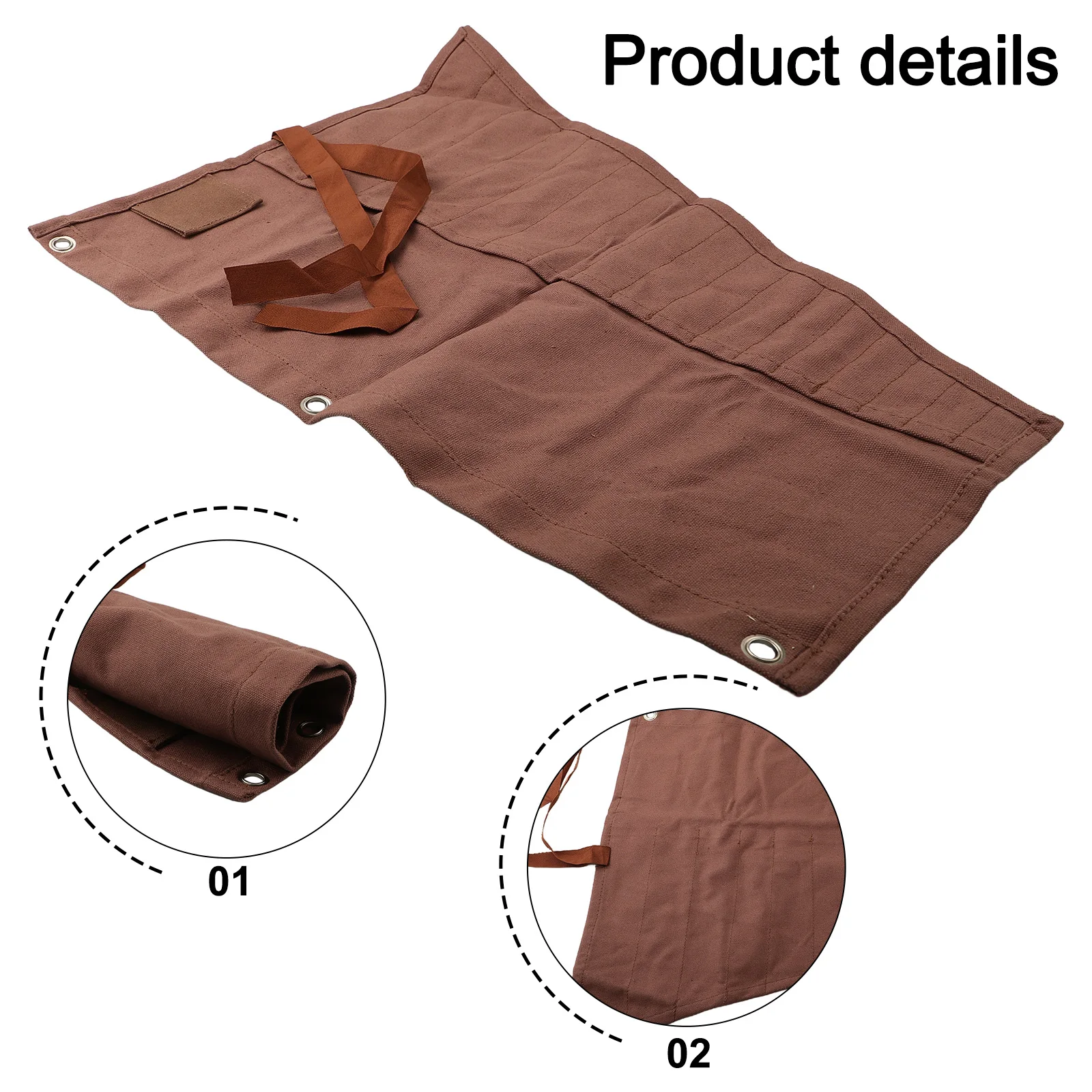 Easy To Clean Tool Roll Tools And Equipment Waxed Canvas Roll Easy To Clean Fold-back Protection Multiple Tool Compartment
