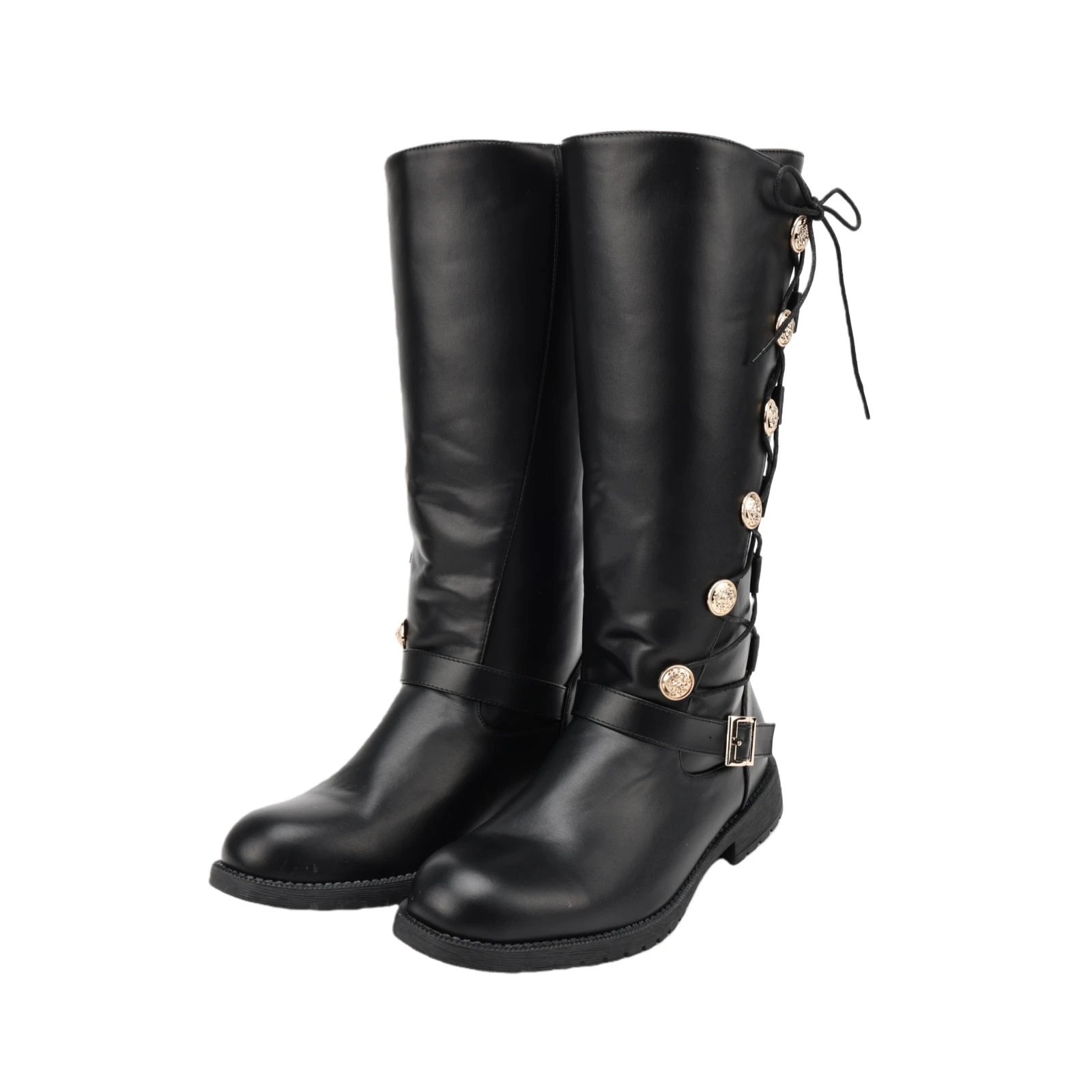 Medieval Steampunk Retro Men Zipper PU Leather Viking Pirate Boots Retro Botton Knight Hunter Carnival Party Cosplay Shoes 5