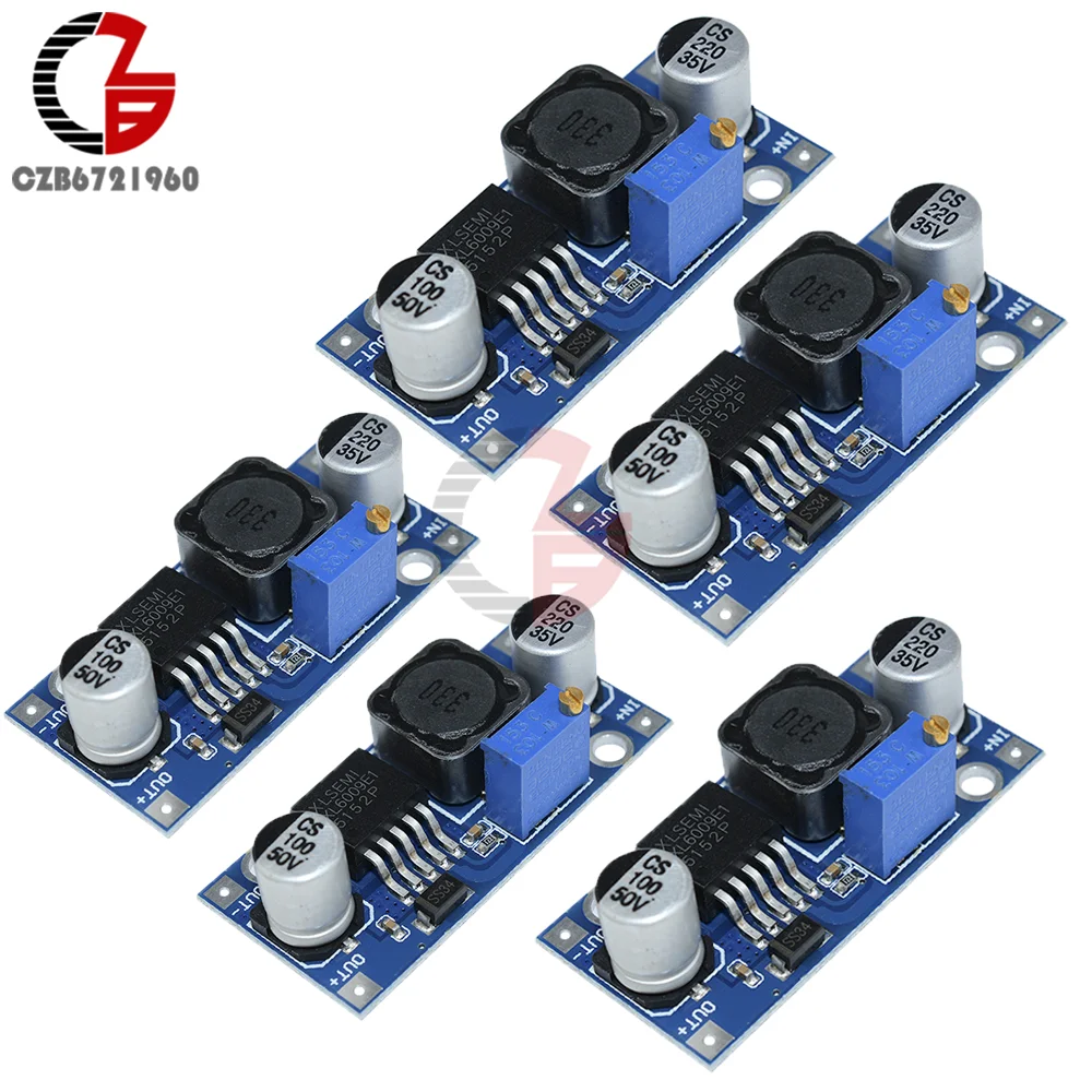 5Pcs XL6009 DC-DC Buck Boost Voltage Converter Power Module 4A 400KHz Adjustable Switch Module 3.8-30V to 1.25-35V Power Supply