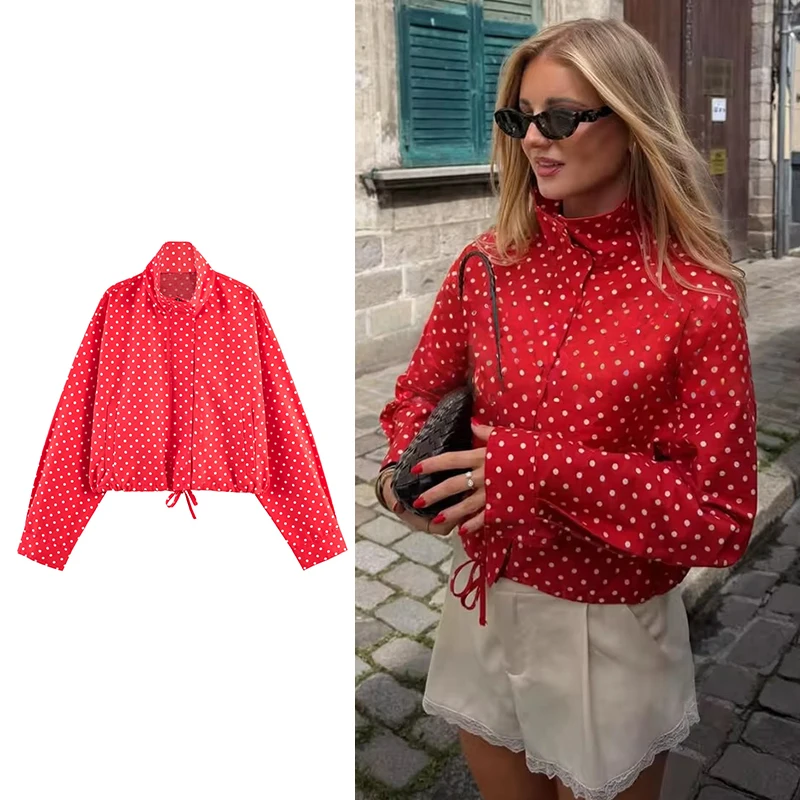Jackets Blouse Spring Women's 2026 New Elegant Women Polka-dot Loose Long-Sleeved Jackets Chic Spring Warm Youth Outerwear Coats