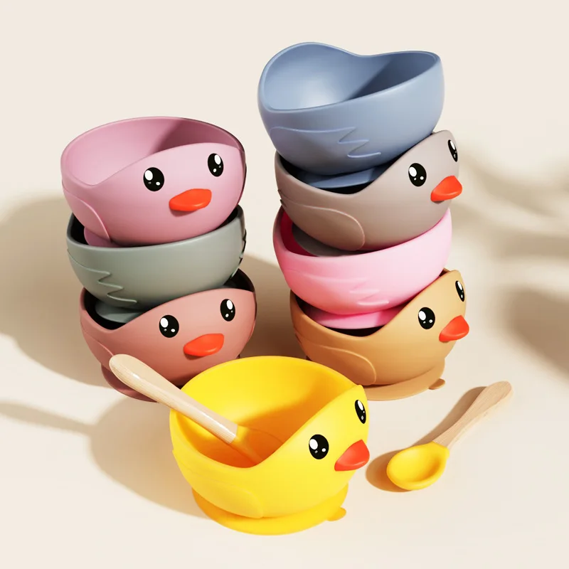 Somenie Children's Silicone Set Tableware Baby Food Bowl Tools Suction Bowl Plate Anti-drop Maternal and Infant Products