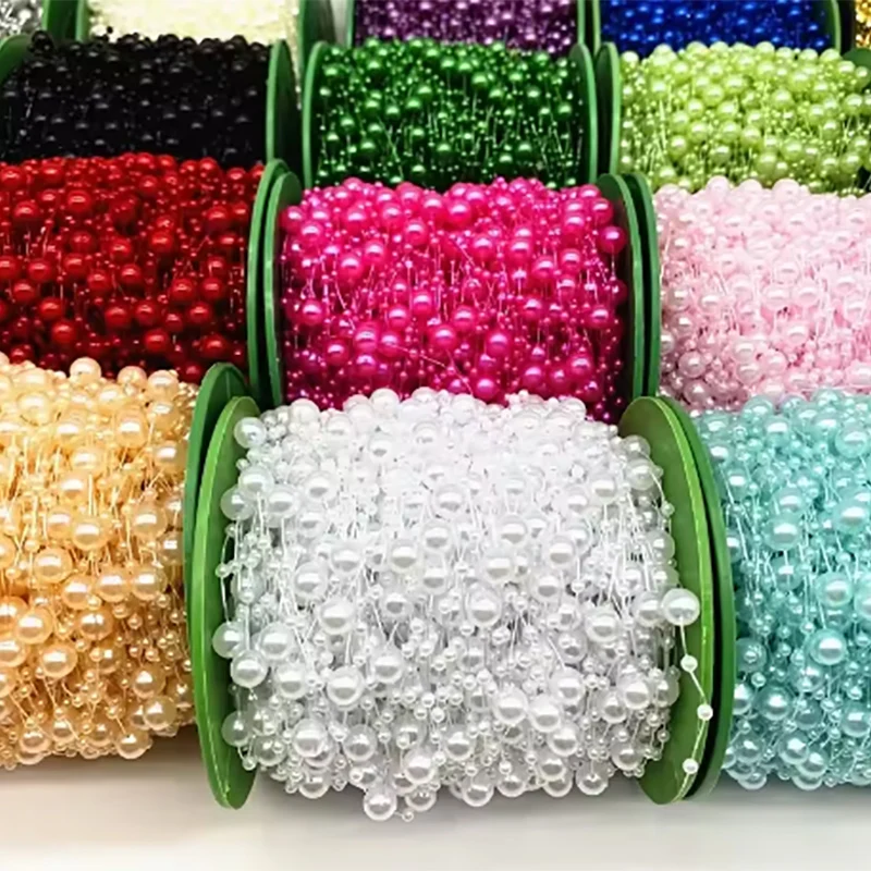 5/10Yards Fishing Line Artificial Pearls Beads Chain Garland Flowers Wedding Party DIY Craft Decoration 3 and 8mm